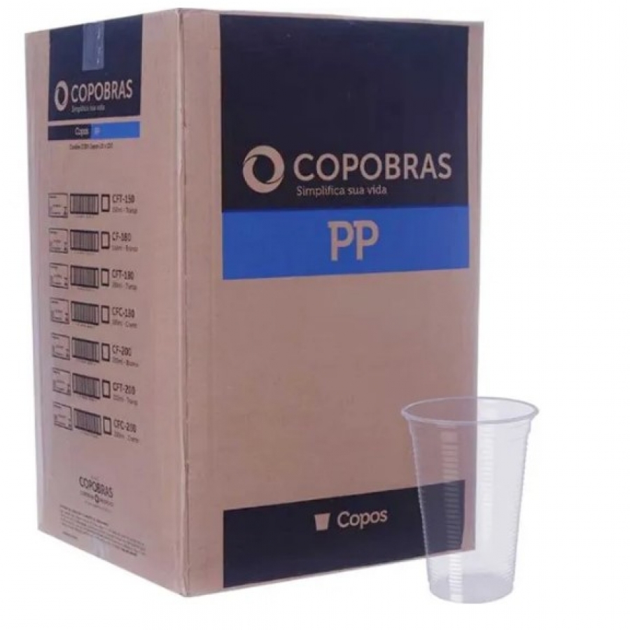 Copo Descartável 300ml liso PP Copobras